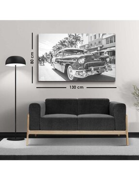 Cuadro decorativo Canvas Art Coche vintage en miami con barniz a registro