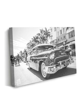 Cuadro decorativo Canvas Art Coche vintage en miami con barniz a registro