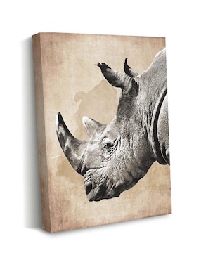 Cuadro decorativo Canvas Art Cabeza de rinoceronte vintage con barniz a registro