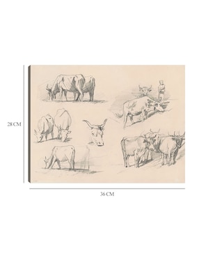 Cuadro decorativo Estudios de ganado (c. 1872) técnica mixta Cuadros Jr Bocetos