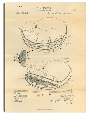 Cuadro Decorativo Guante De Cazador De Patentes, Inventor: Elroy L. Rogers Técnica Mixta Cuadros Jr Planos