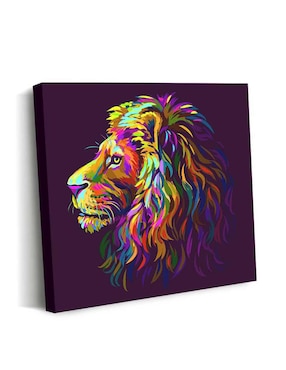 Cuadro decorativo Canvas Art Art pop cabeza león con barniz a registro