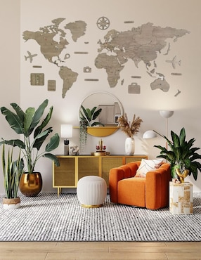 Cuadro decorativo Gift Mexico mapa de madera del mundo