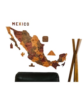 Cuadro Decorativo Gift México Mapa De Madera