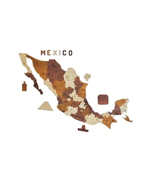 Cuadro Decorativo Gift México Mapa De Madera Tricolor