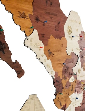 Cuadro decorativo Gift Mexico mapa de madera de mexico tricolor
