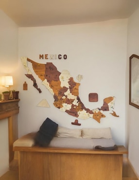 Cuadro decorativo Gift Mexico mapa de madera de mexico tricolor