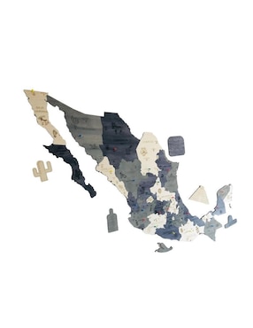 Cuadro decorativo Gift Mexico mapa de madera de mexico tricolor