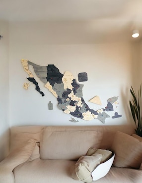 Cuadro decorativo Gift Mexico mapa de madera de mexico tricolor