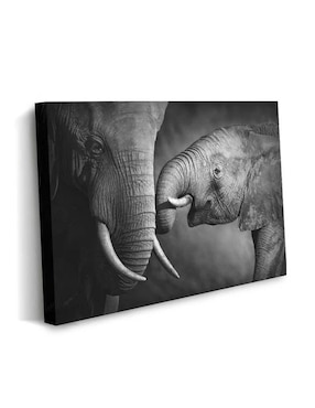 Cuadro decorativo Canvas Art Familia de elefantes con barniz a registro