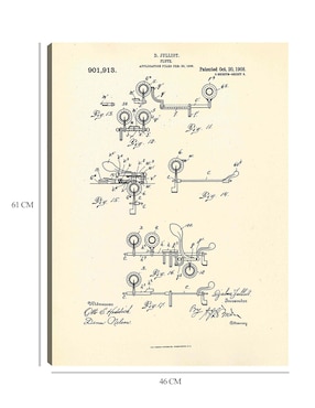 Cuadro decorativo Flauta patentada, inventora Djalma Julliot, 20 de octubre de 1909 III técnica mixta Cuadros Jr Planos