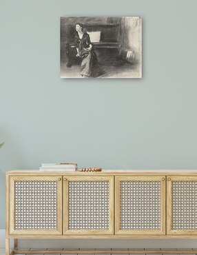 Cuadro decorativo Dama al piano técnica mixta Cuadros Jr Bocetos