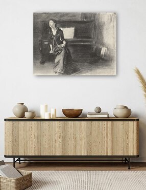 Cuadro decorativo Dama al piano técnica mixta Cuadros Jr Bocetos