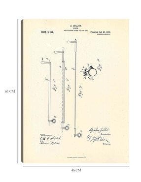 Cuadro decorativo Flauta patentada, inventora Djalma Julliot, 20 de octubre de 1909 II técnica mixta Cuadros Jr Planos