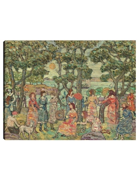 Cuadro Decorativo Paisaje Con Figuras, 1921 Técnica Mixta Cuadros Jr Bosques