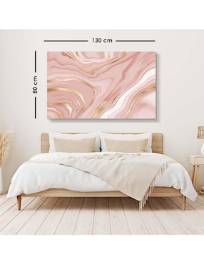 Cuadro decorativo Canvas Art Mármol líquido rosa con barniz a registro