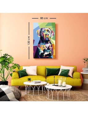 Cuadro decorativo Canvas Art Art pop perro multicolor con barniz a registro