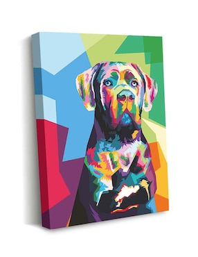 Cuadro decorativo Canvas Art Art pop perro multicolor con barniz a registro