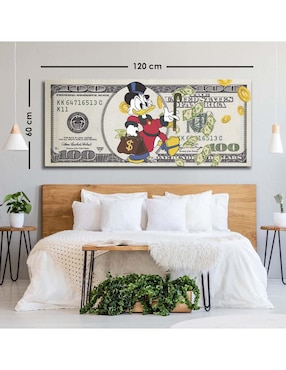 Cuadro decorativo Canvas Art Dólar rico mc pato con barniz a registro