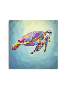 Cuadro Decorativo Canvas Art Pop Tortuga Con Barniz A Registro