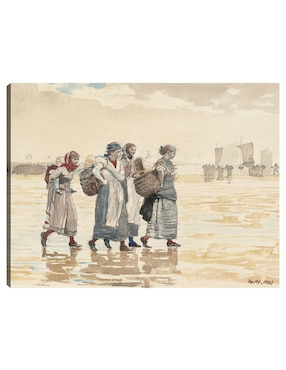 Cuadro decorativo Cuatro pescaderas en la playa (1881) técnica mixta Cuadros Jr Playas
