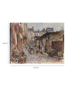 Cuadro decorativo El Marché des Enfants Rouges, lado oeste, bajo la lluvia, en 1907. 3er distrito (1907) técnica mixta Cuadros Jr Arquitectura