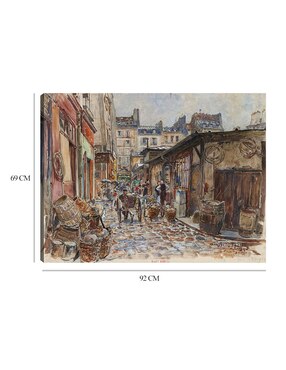 Cuadro decorativo El Marché des Enfants Rouges, lado oeste, bajo la lluvia, en 1907. 3er distrito (1907) técnica mixta Cuadros Jr Arquitectura