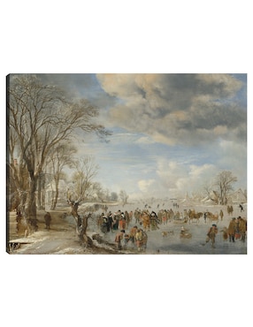 Cuadro decorativo Invierno en Holanda: Escena de patinaje técnica mixta Cuadros Jr Inspiración