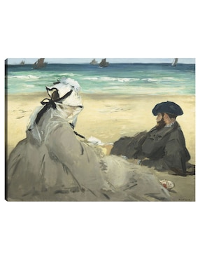 Cuadro Decorativo En La Playa (1873) Técnica Mixta Cuadros Jr Retratos