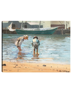 Cuadro decorativo Niños vadeando (1873) técnica mixta Cuadros Jr Playas