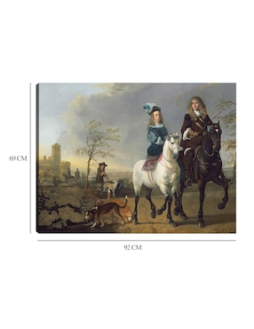 Cuadro decorativo Dama y caballero a caballo técnica mixta Cuadros Jr Gente