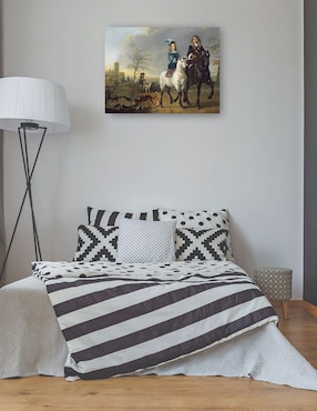 Cuadro decorativo Dama y caballero a caballo técnica mixta Cuadros Jr Gente