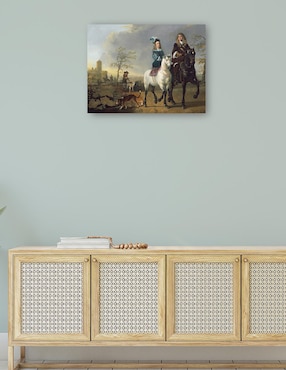 Cuadro decorativo Dama y caballero a caballo técnica mixta Cuadros Jr Gente