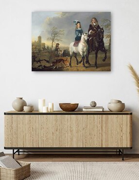 Cuadro decorativo Dama y caballero a caballo técnica mixta Cuadros Jr Gente