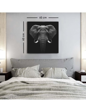 Cuadro decorativo Canvas Art Elefante con barniz a registro