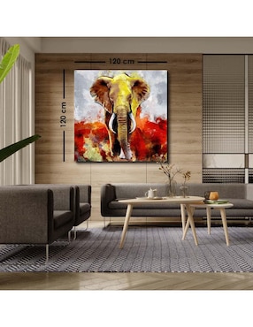 Cuadro decorativo Canvas Art Rústica elefante rojo con barniz a registro