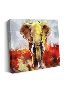 Cuadro decorativo Canvas Art Rústica elefante rojo con barniz a registro