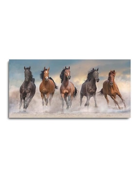Cuadro decorativo Canvas Art Rebaño de caballo con barniz a registro