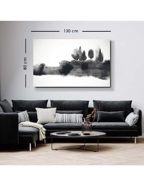 Cuadro decorativo Canvas Art Árboles en tinta con barniz a registro