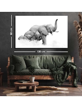 Cuadro decorativo Canvas Art Tres elefantes africanos de Bush con barniz a registro