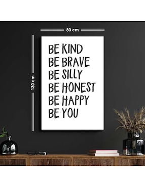 Cuadro decorativo Canvas Art Frases be kind con barniz a registro