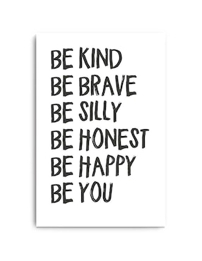 Cuadro decorativo Canvas Art Frases be kind con barniz a registro