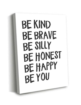 Cuadro decorativo Canvas Art Frases be kind con barniz a registro