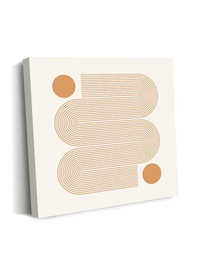 Cuadro decorativo Canvas Art Líneas con curvas rosa con barniz a registro
