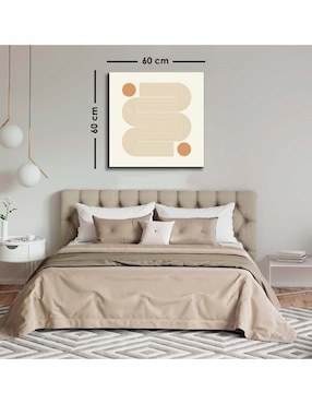 Cuadro decorativo Canvas Art Líneas con curvas rosa con barniz a registro