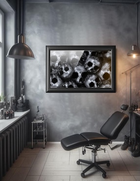 Cuadro decorativo Pixelarte calaveras