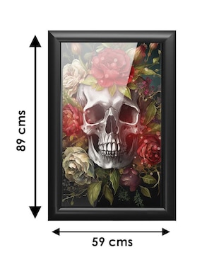 Cuadro decorativo Pixelarte calavera rosas