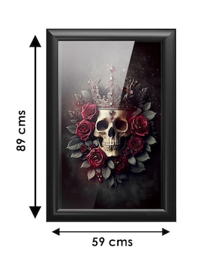 Cuadro decorativo Pixelarte calavera con rosas