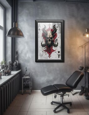Cuadro decorativo Pixelarte calaveras con cuernos