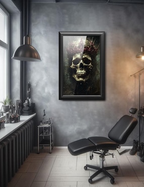 Cuadro decorativo Pixelarte calavera con corona